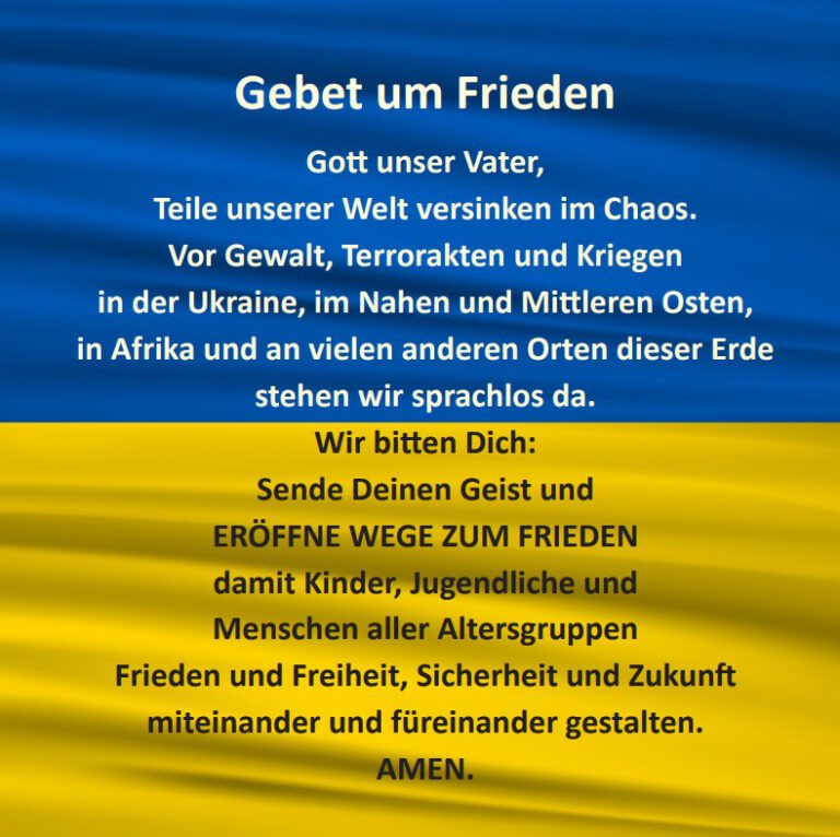 Helfen, Fasten und Beten für den Frieden - Pfarrverband St. Thomas und